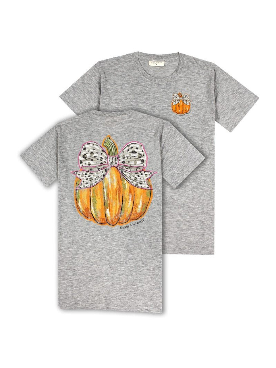 Short Sleeve Bow Pumpkin T-Shirt