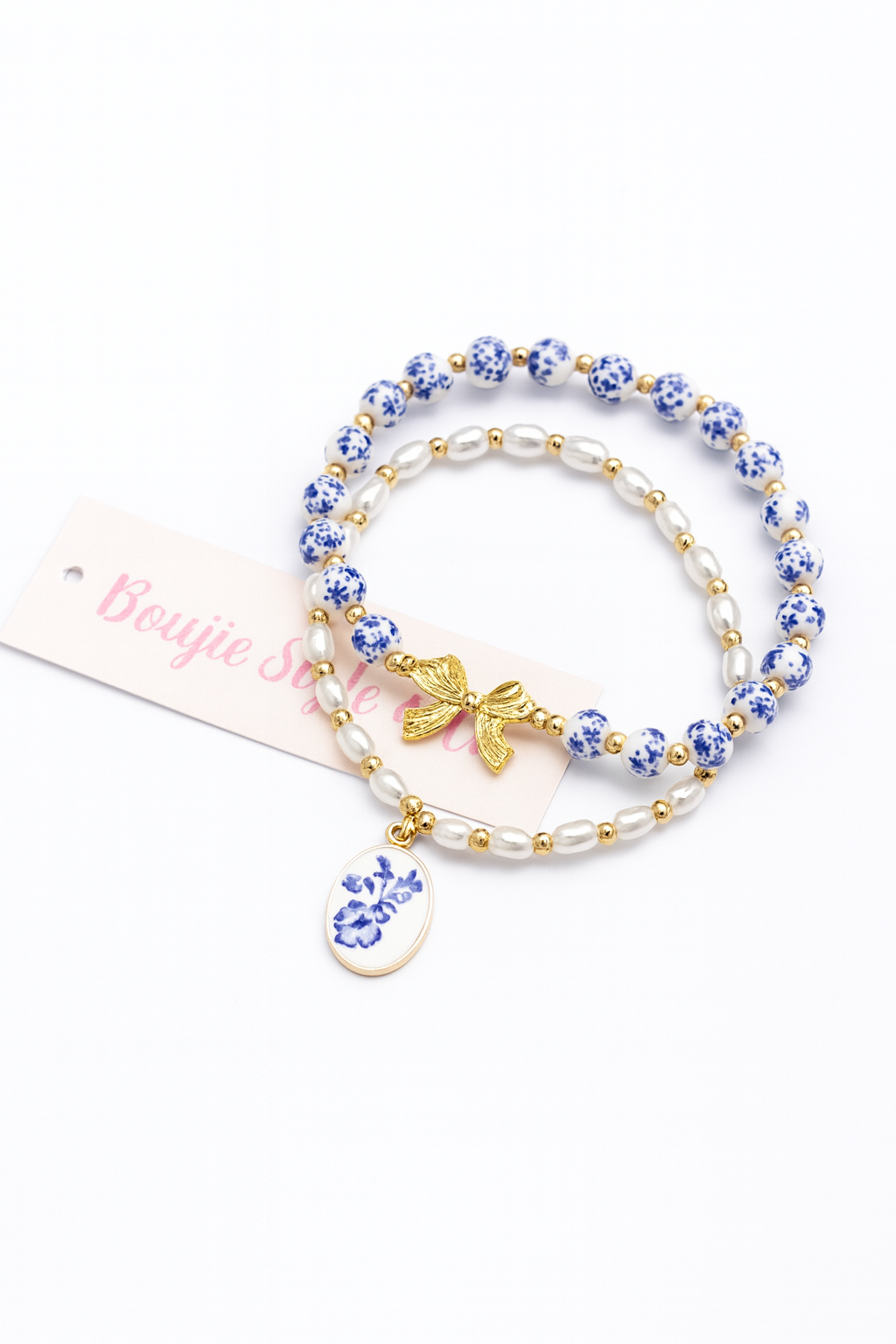 Porcelain & Pearl Charm Bracelet