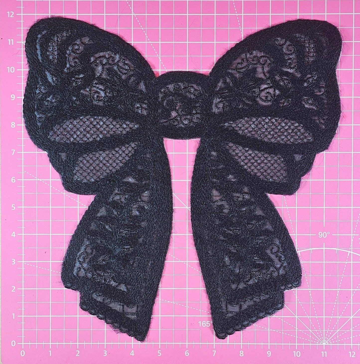 Scratch Decor - Lace Bow Doily Black Large Iron On Patch
