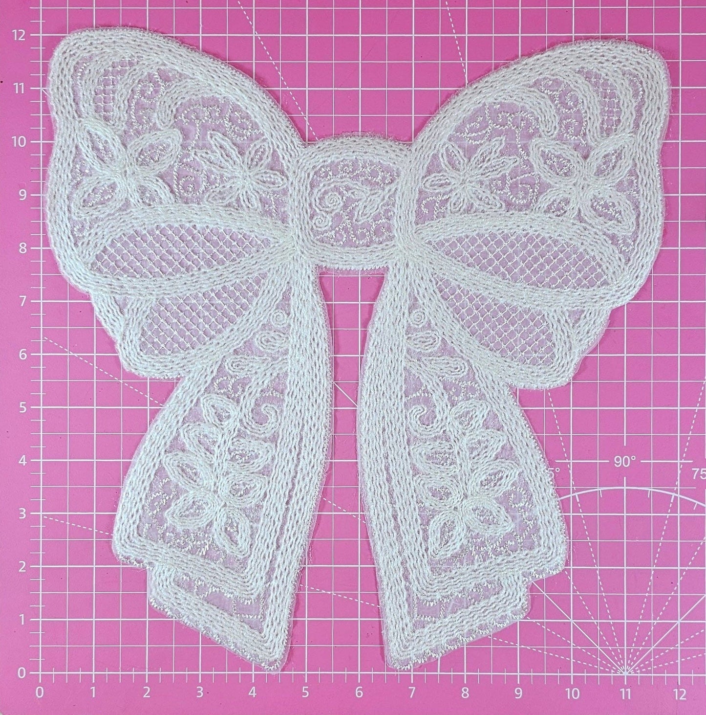 Scratch Decor - Lace Bow Doily White Large Iron On Patch