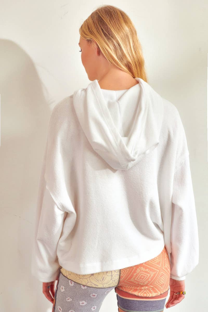 Raw Edge Details Oversize Hoodie Top