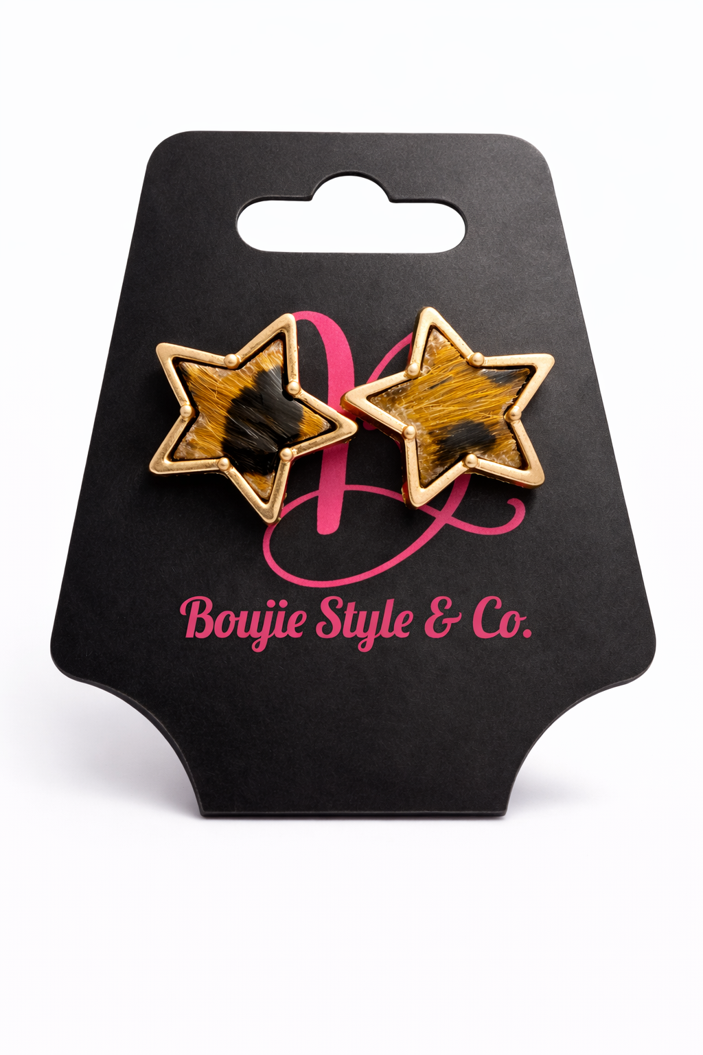 Cow Print Star Earrings