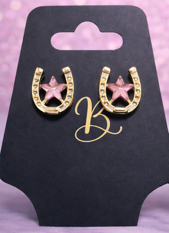Lucky Star Horseshoe Stud Earrings