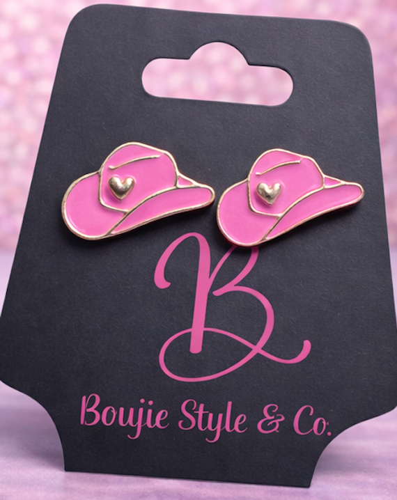 Rodeo Sweetheart Cowgirl Hat Stud Earrings