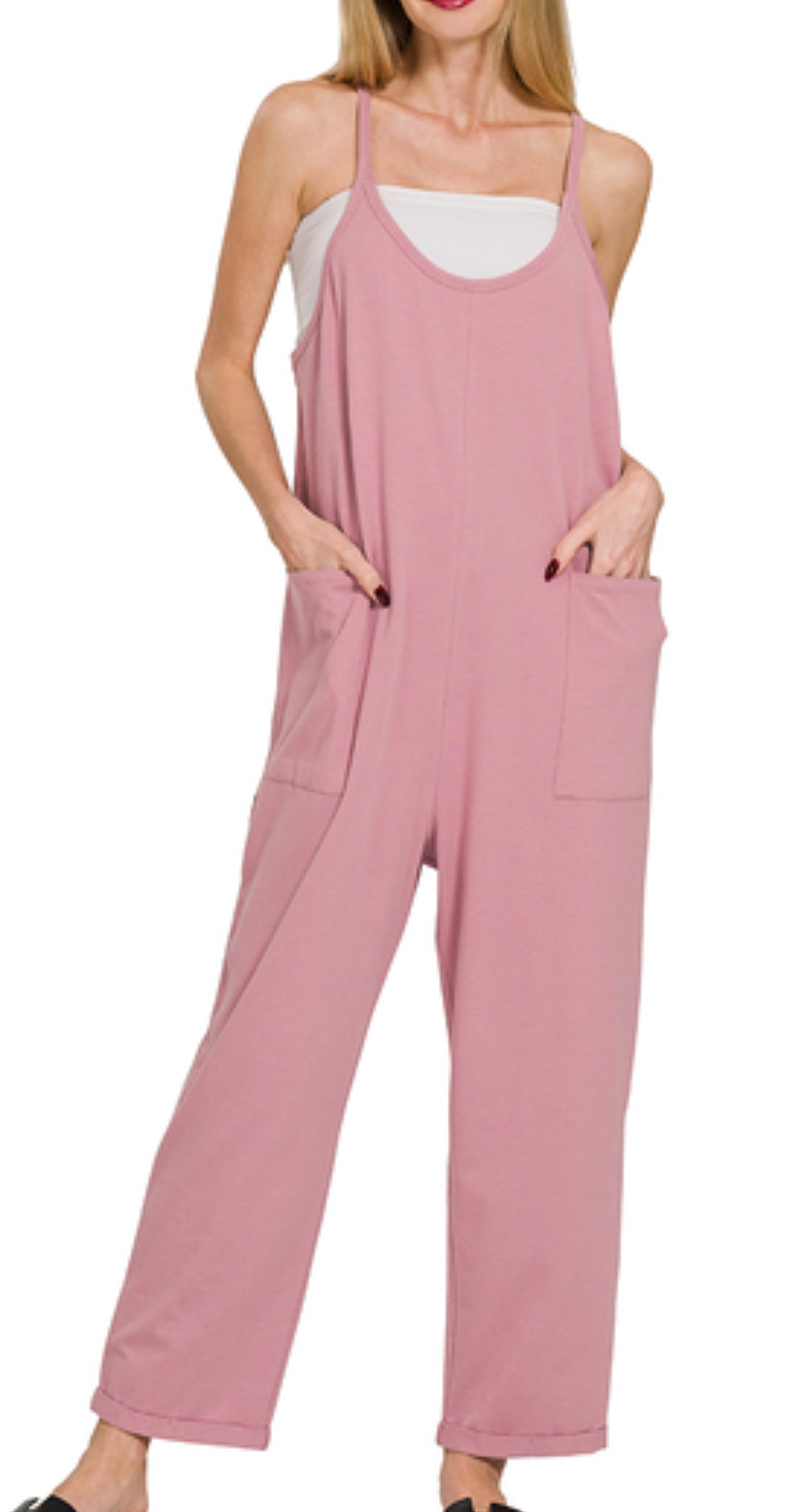 Spaghetti strap pocketed jumpsuit
