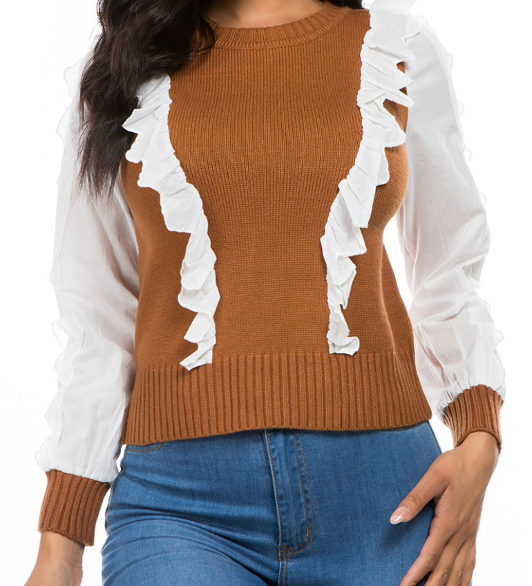 Knit Sweater with Ruffle