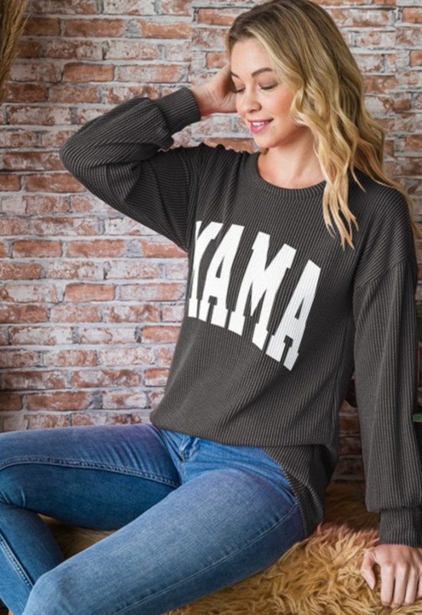 Mama Vibes Ribbed Pullover