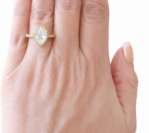 Everlasting Tear Drop Halo Ring