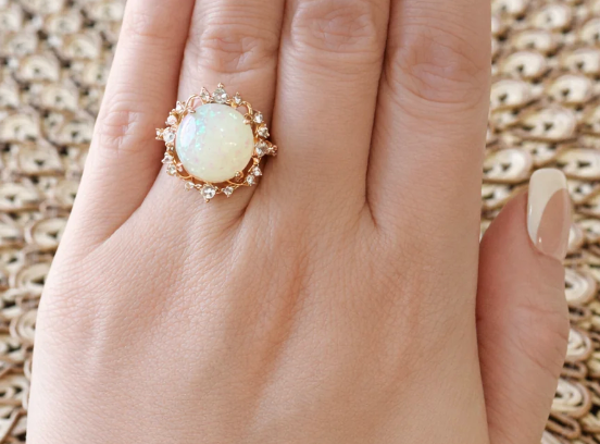 Celestial Opal Crown Ring