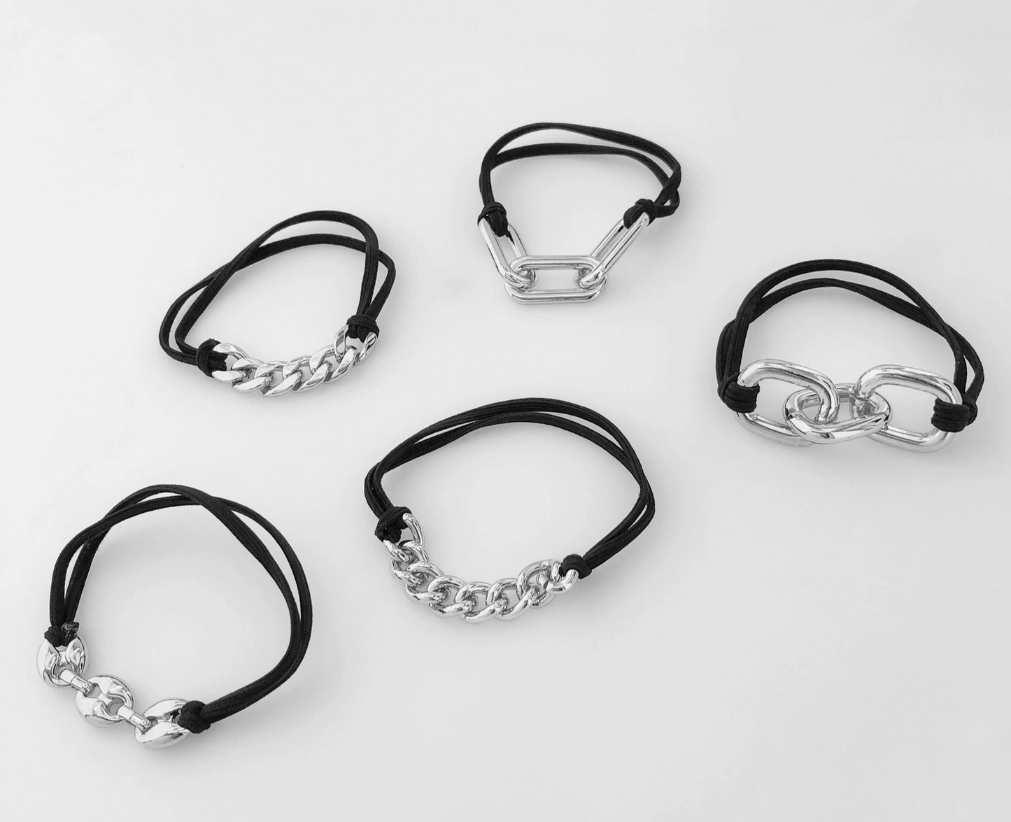 Boujie Silver Link Luxe Hair Tie Bracelets