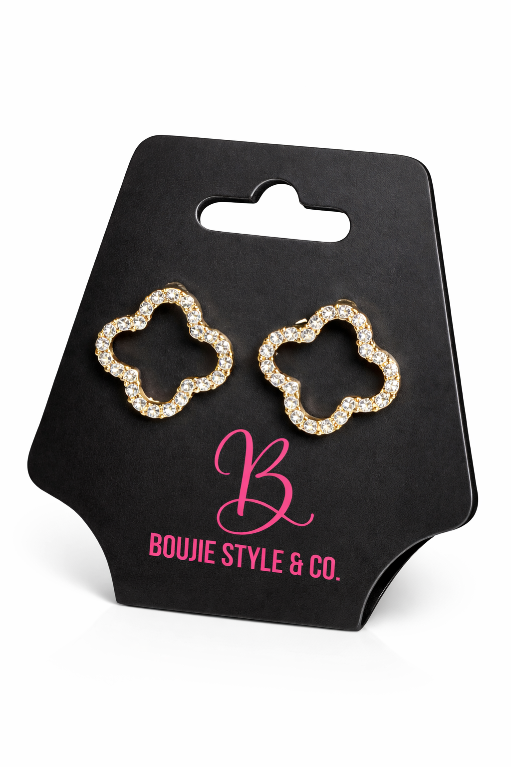Sparkling Clover Stud Earrings