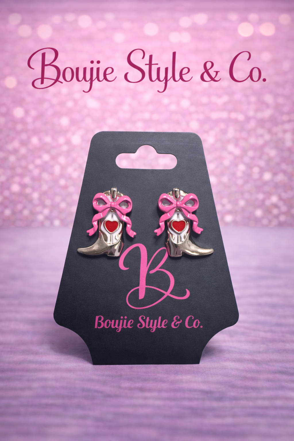 Sweetheart Cowgirl Boot Stud Earrings
