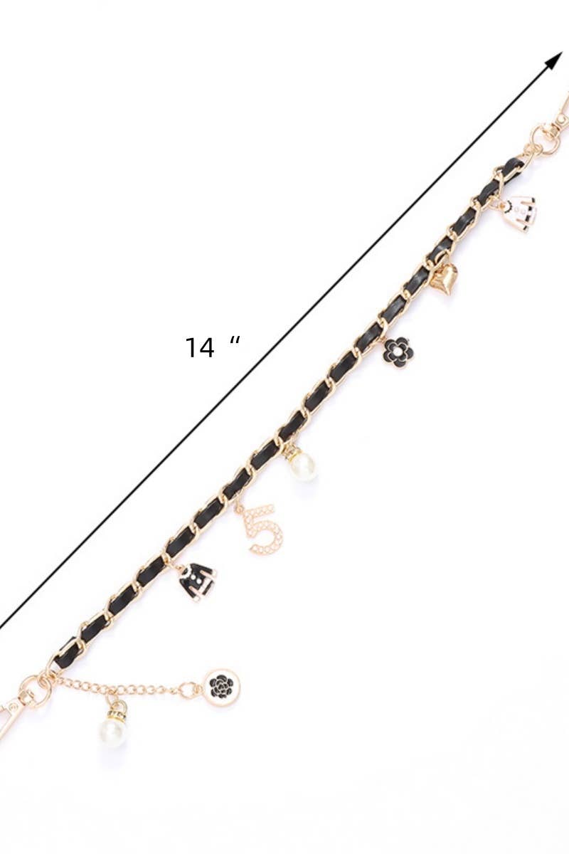 Leto Accessories - Inspired Pearl&Leather Interwoven Bag Charm Chain Strap