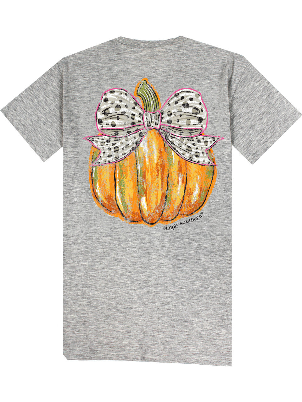 Short Sleeve Bow Pumpkin T-Shirt