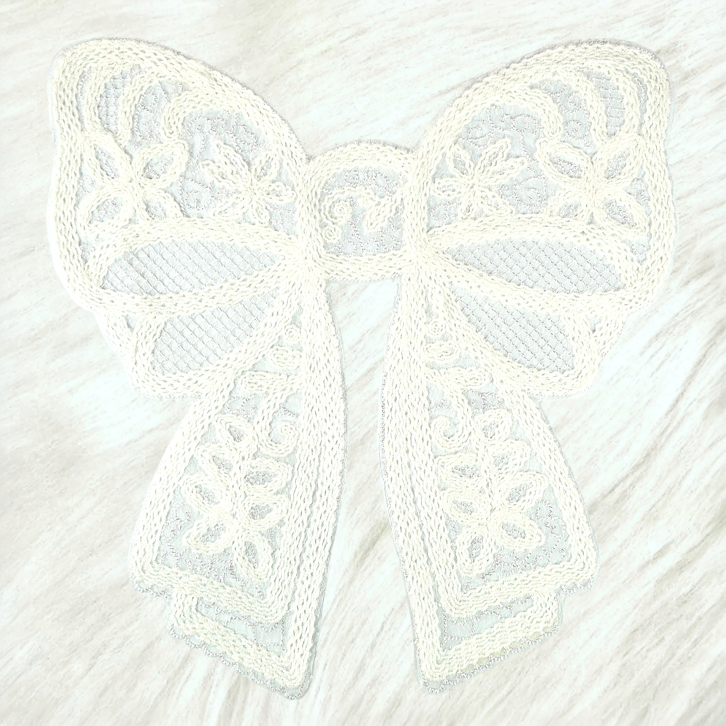 Scratch Decor - Lace Bow Doily White Large Iron On Patch