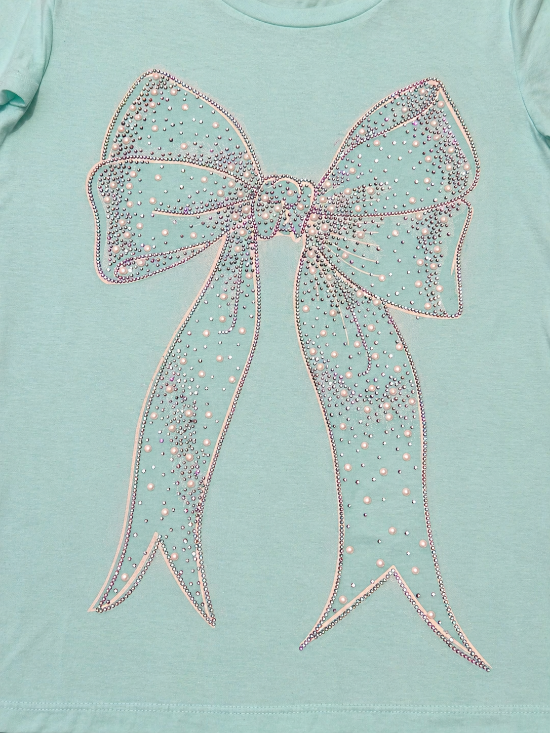 Mint Bow Rhinestone Tee
