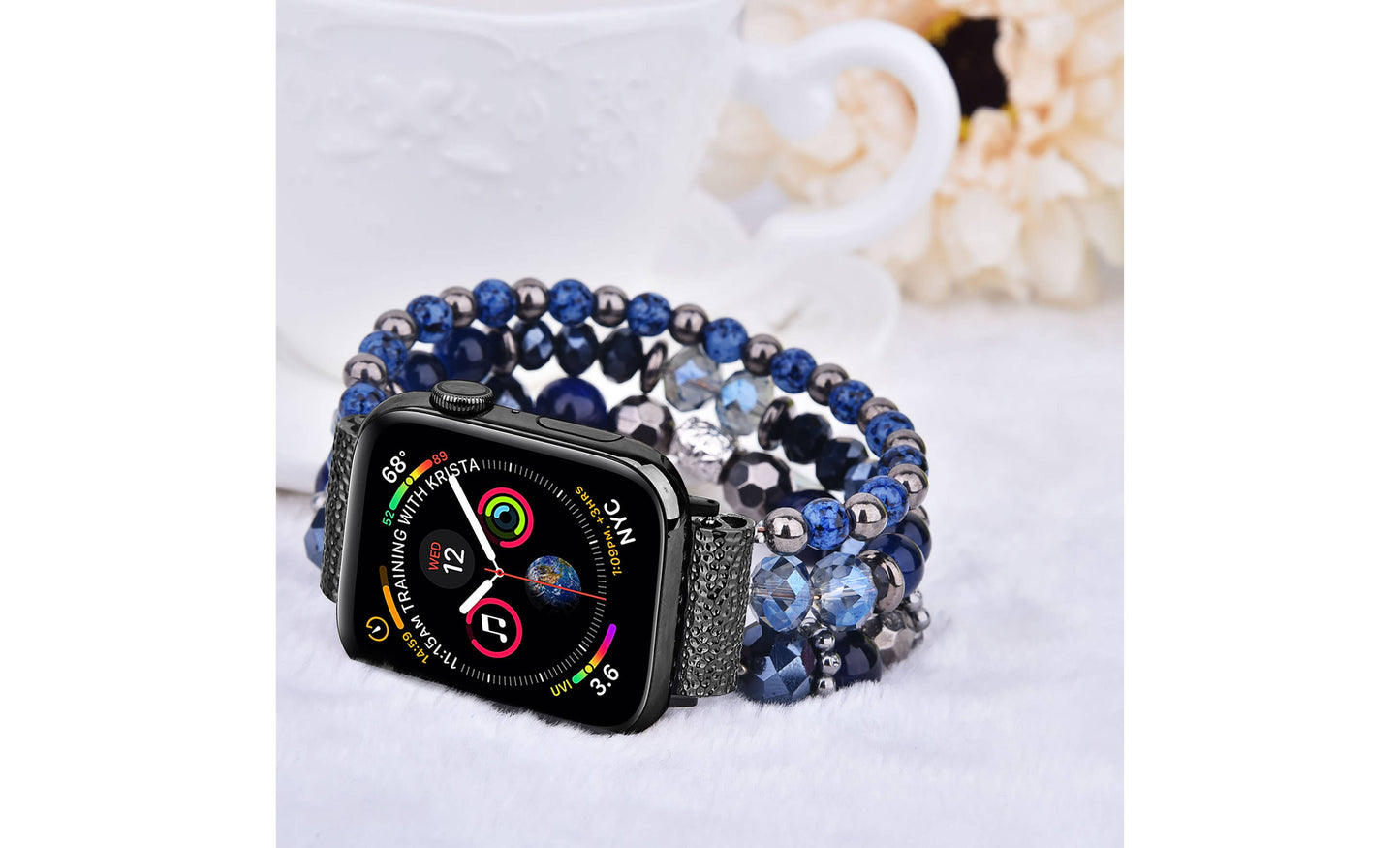 ShopTrendsNow - Beaded Apple Watch Elastic Bracelet Band
