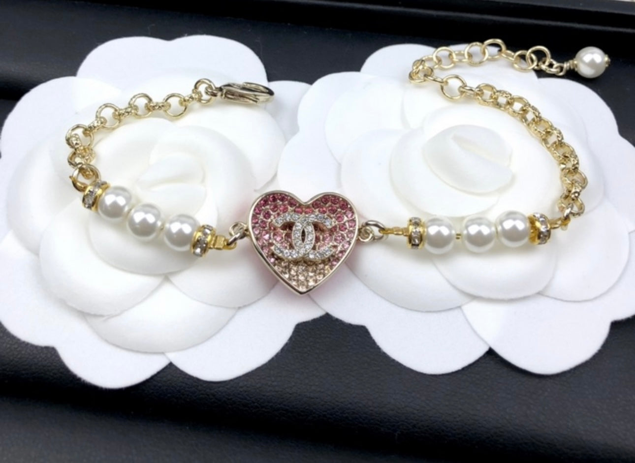 Dual Amour Pearl Heart Bracelet