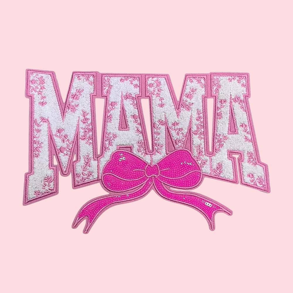 Rosie Posie Patches - MAMA Floral and Coquette Bow Iron On Patch