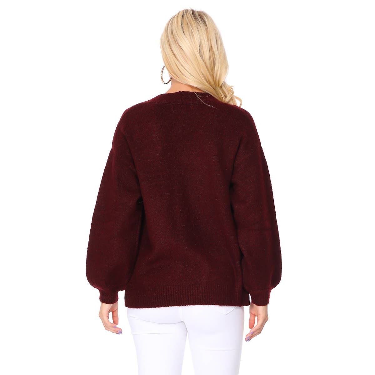 Mak - Bubble Bell Sleeve Chunky Open Sweater Cardigan MK8235