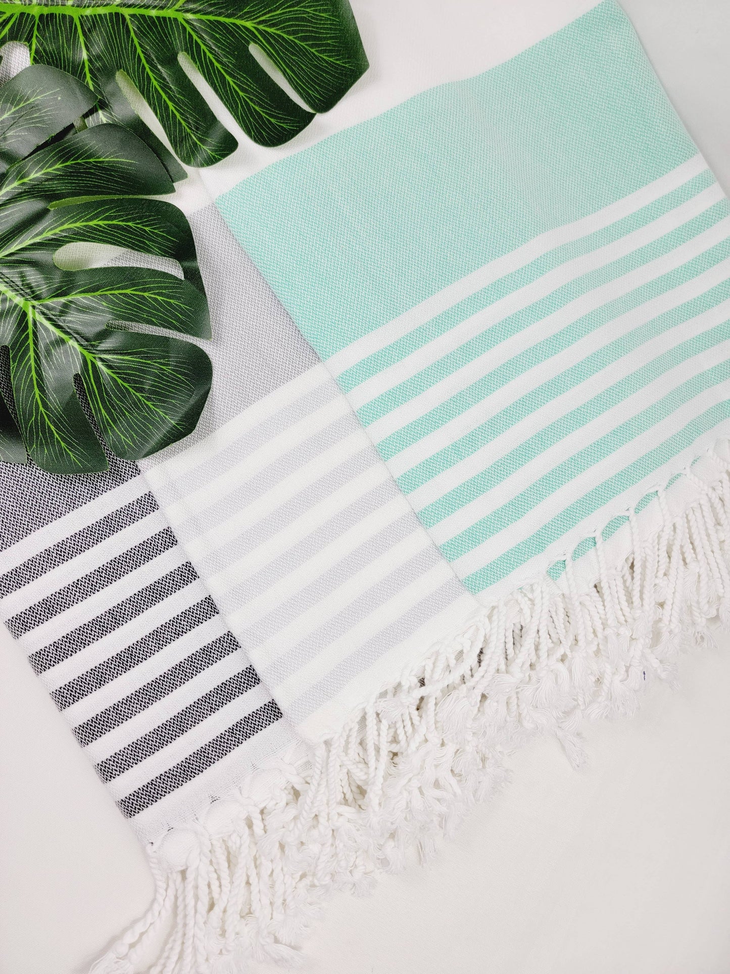 EBRU Home - 10 Beach Towel set, Assorted sand free Towel, Cabana Stripe