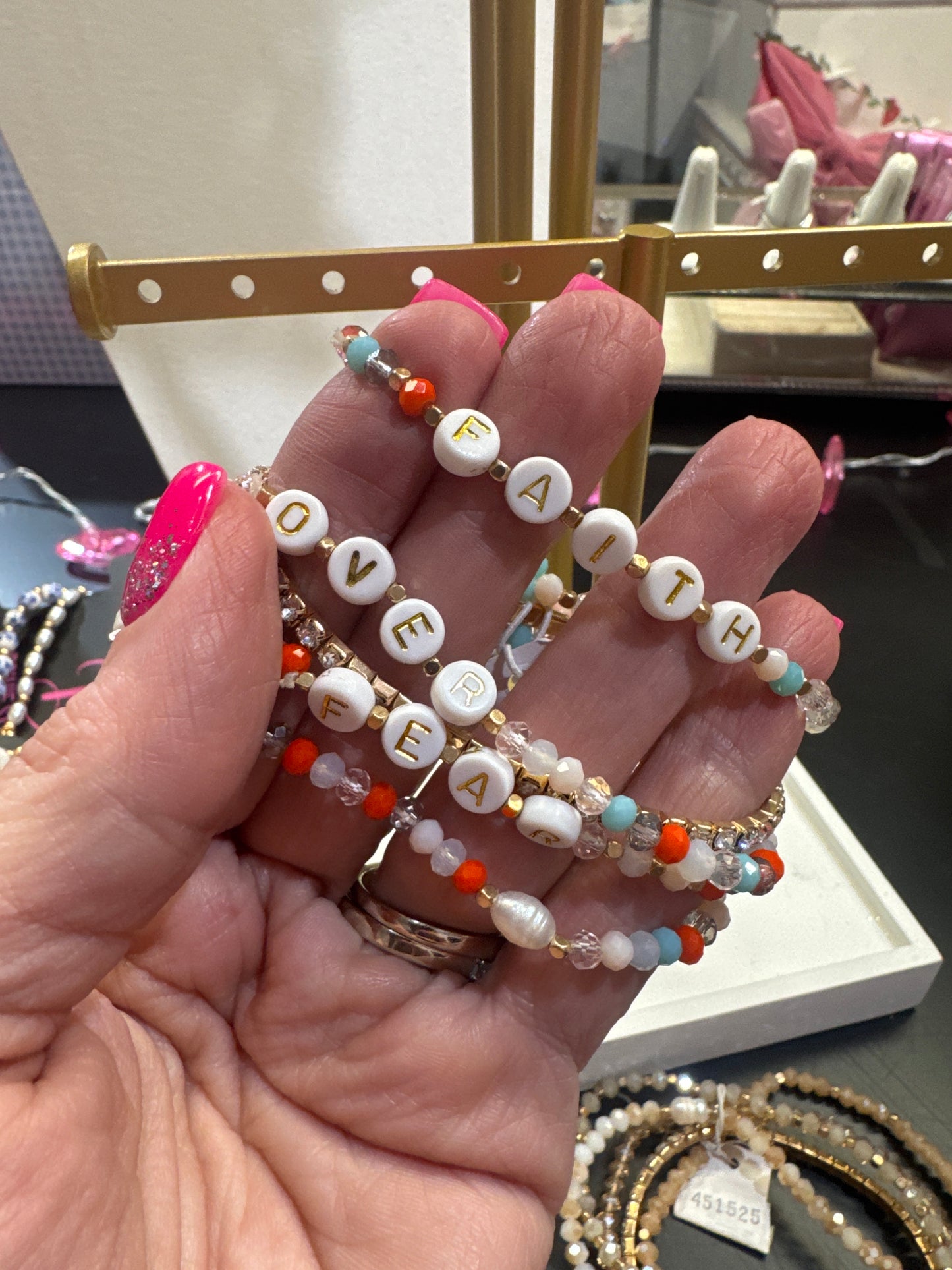 Message beaded layered bracelet