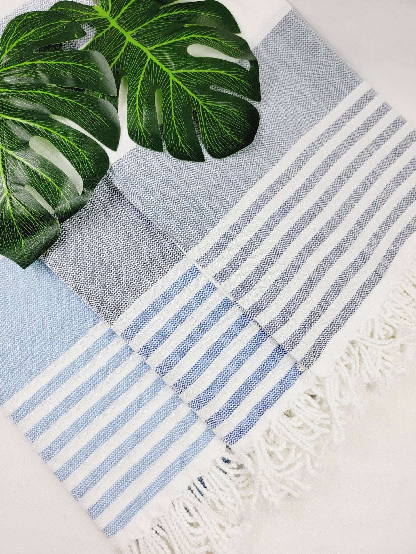 EBRU Home - 10 Beach Towel set, Assorted sand free Towel, Cabana Stripe