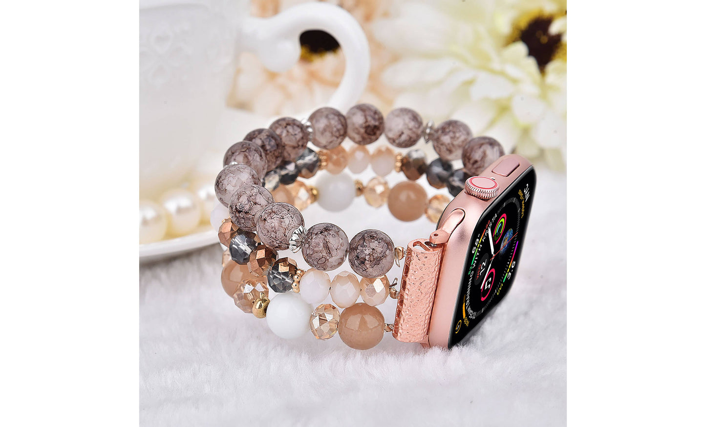 ShopTrendsNow - Beaded Apple Watch Elastic Bracelet Band