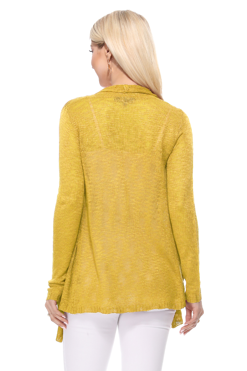 Mak - Long Sleeve Soft Sheer Slub Open Front  Cardigan MK8080