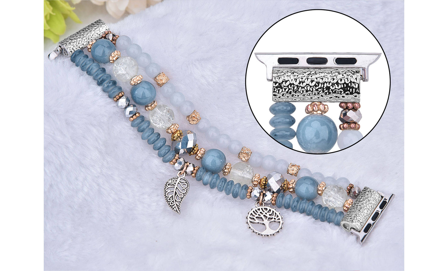 ShopTrendsNow - Beaded Apple Watch Elastic Bracelet Band