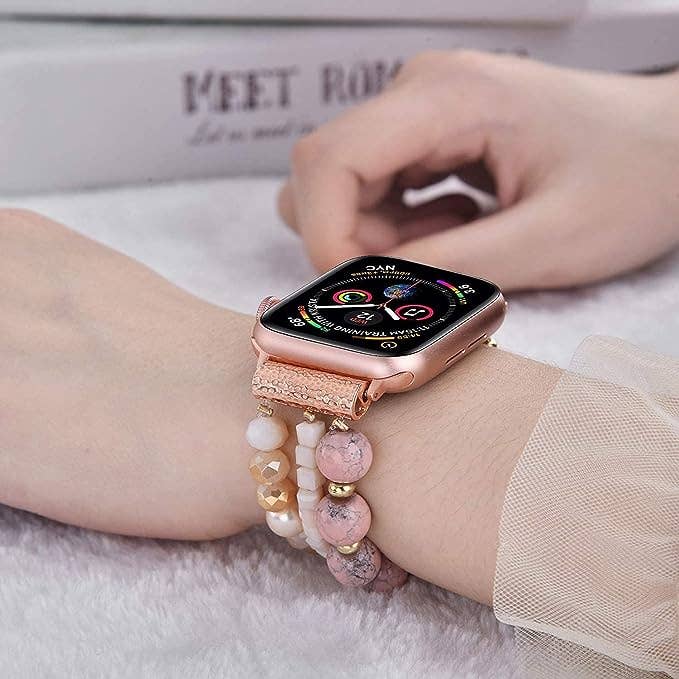 ShopTrendsNow - Beaded Apple Watch Elastic Bracelet Band