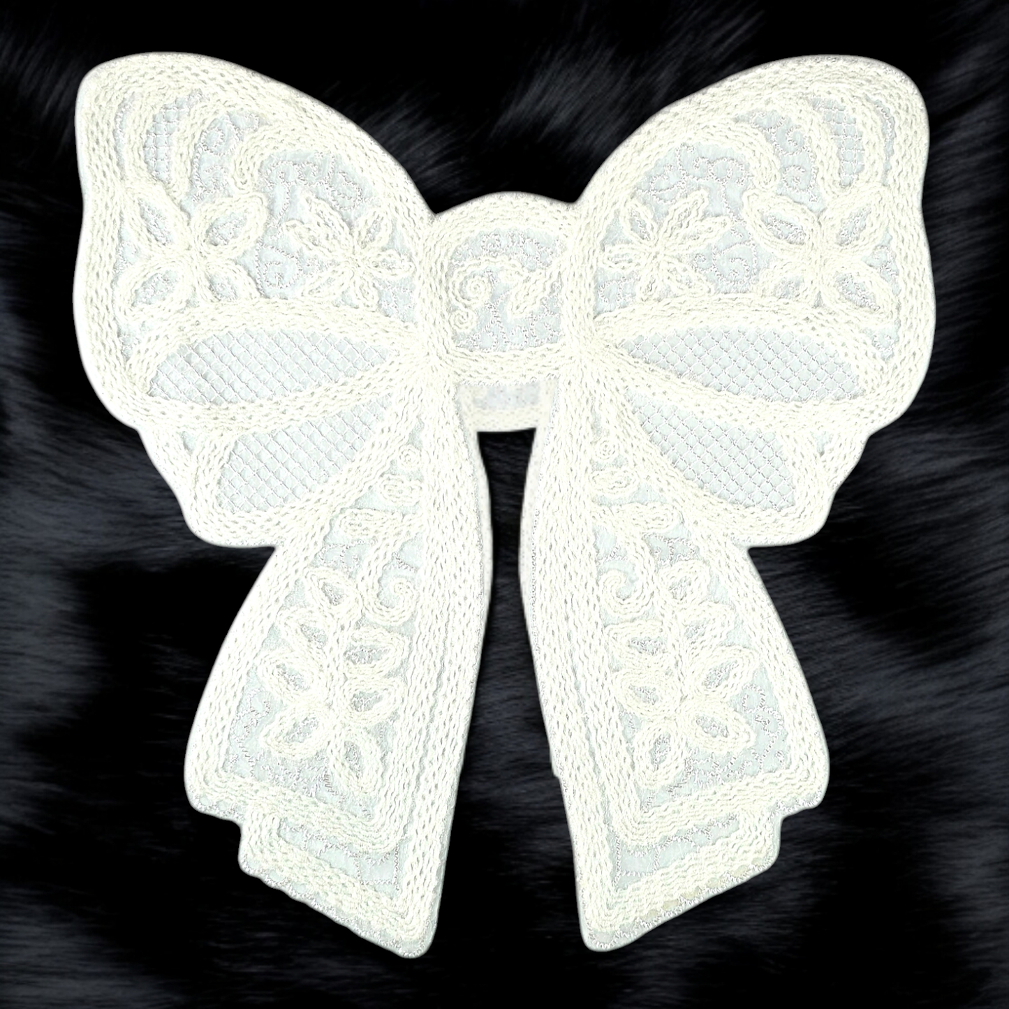 Scratch Decor - Lace Bow Doily White Large Iron On Patch