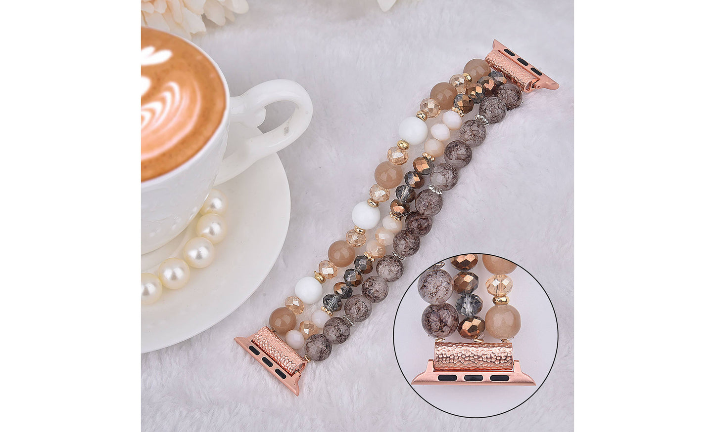 ShopTrendsNow - Beaded Apple Watch Elastic Bracelet Band