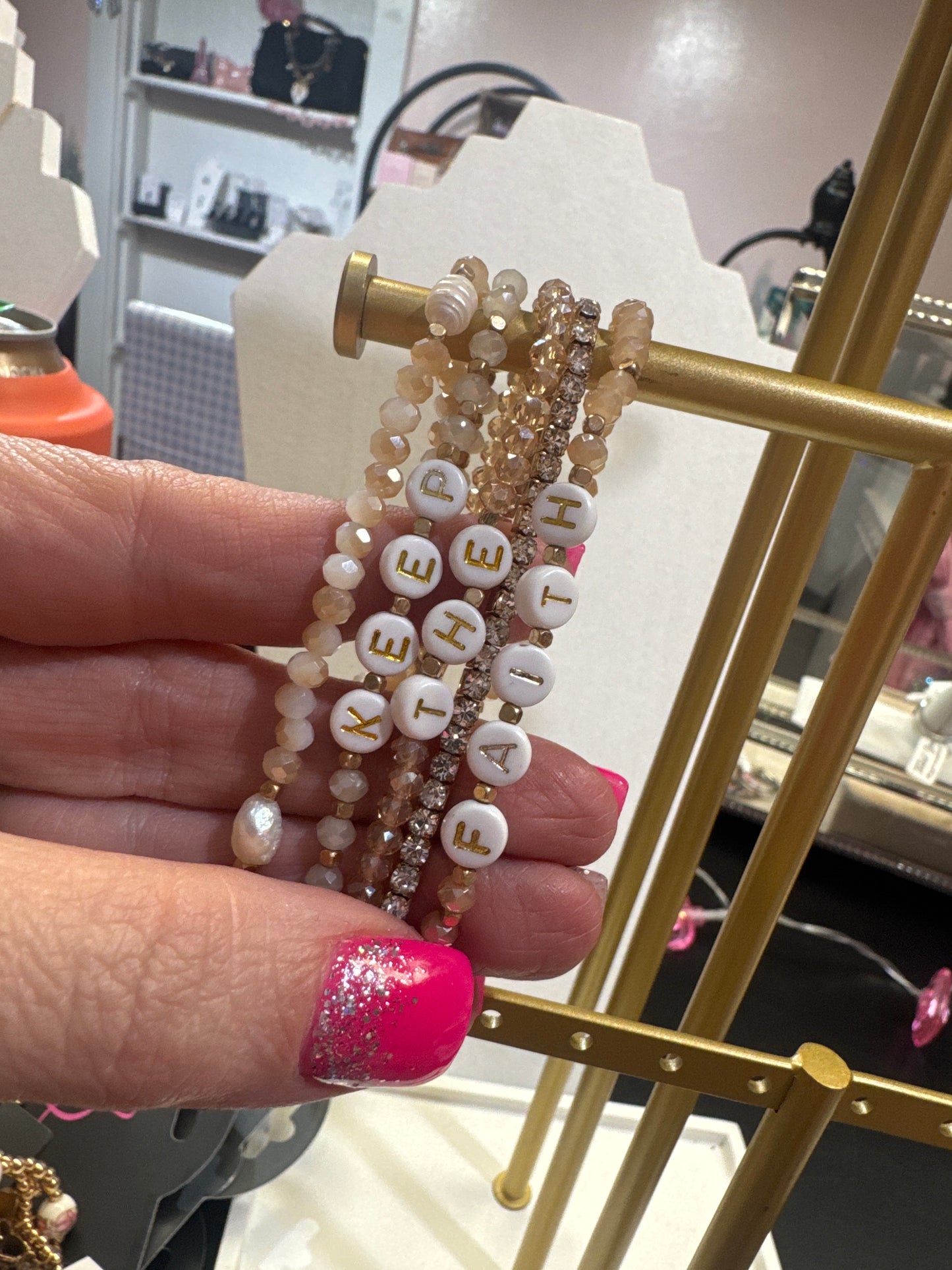 Message beaded layered bracelet