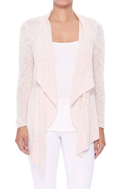 Mak - Long Sleeve Soft Sheer Slub Open Front  Cardigan MK8080