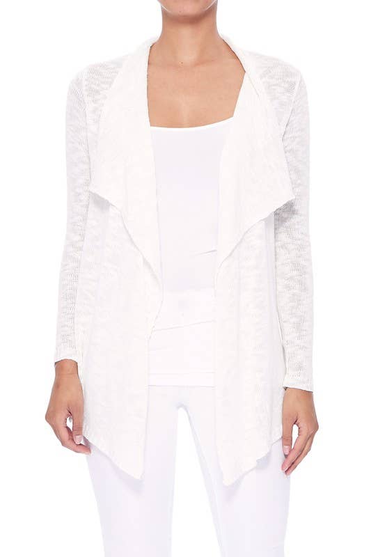 Mak - Long Sleeve Soft Sheer Slub Open Front  Cardigan MK8080