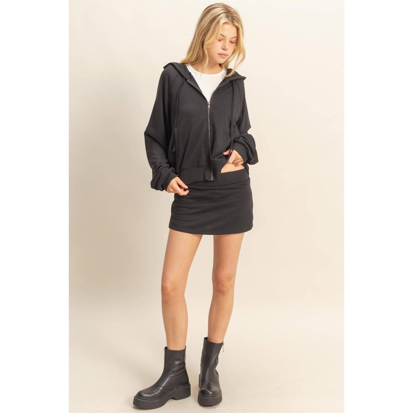 HYFVE - Casual Hoodie And Skorts Set