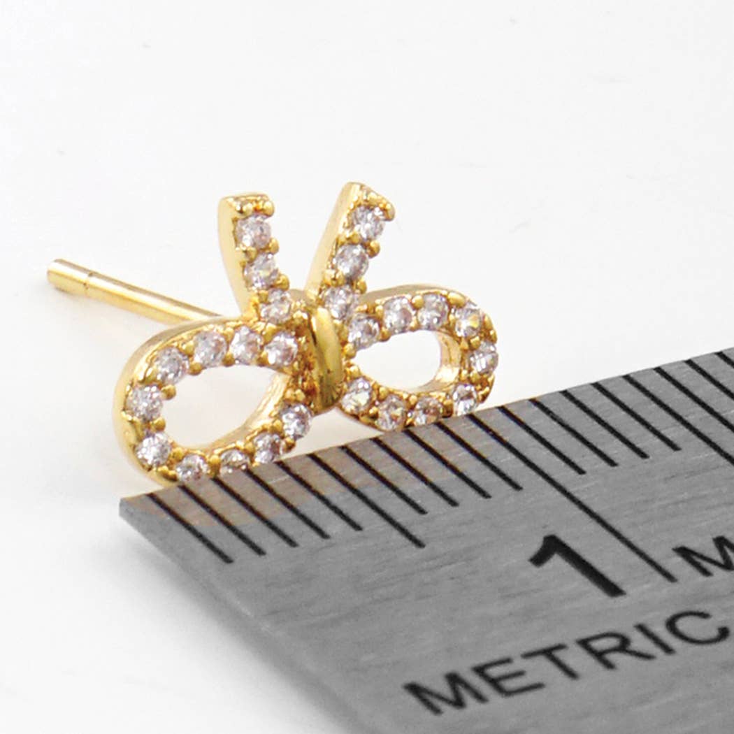 Fashion City - CZ Gold-Dipped Ribbon Earring