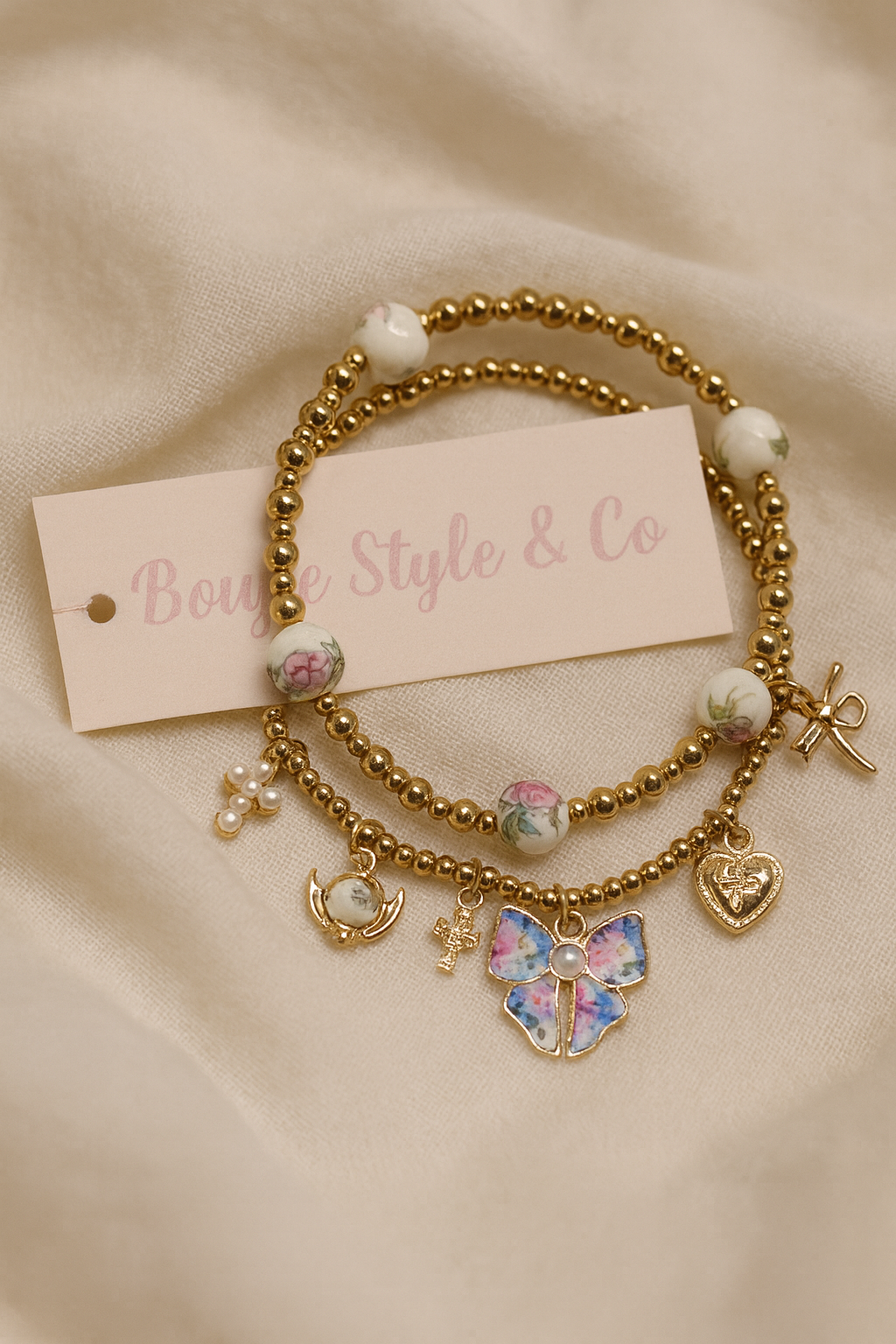 Golden Garden Charm Bracelet Set