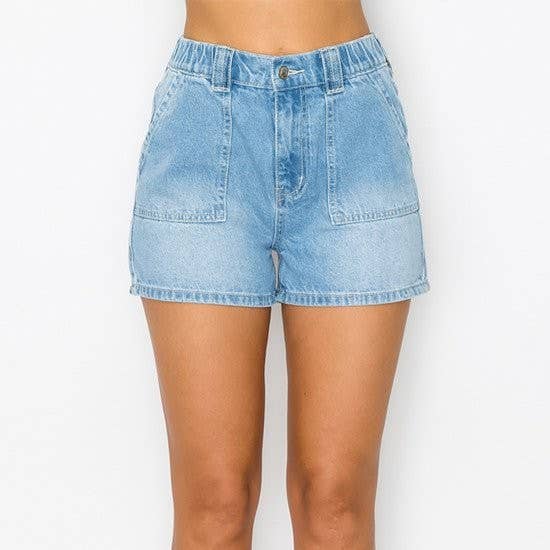 BLUE AGE - RIGID PATCH POCKET SHORTS STRETCHED