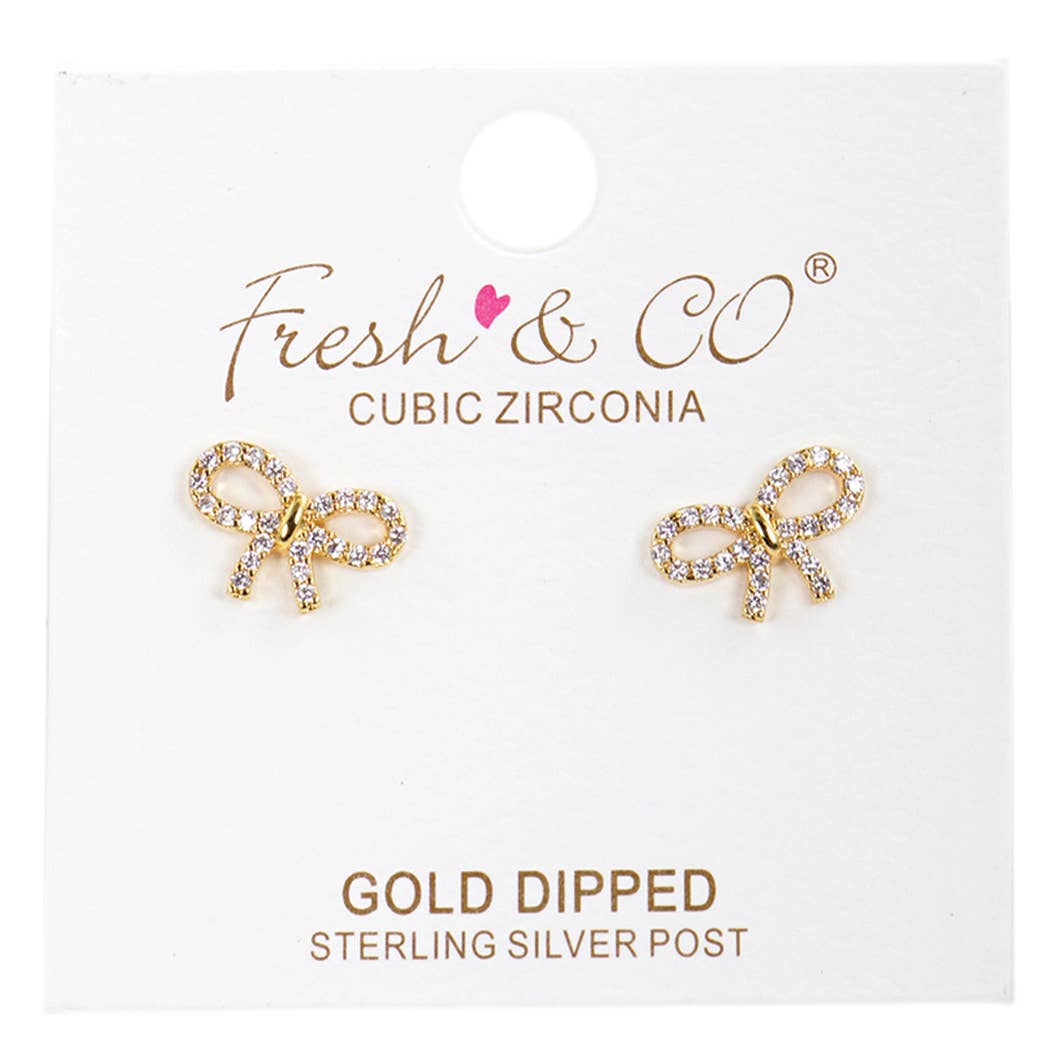 Fashion City - CZ Gold-Dipped Ribbon Earring