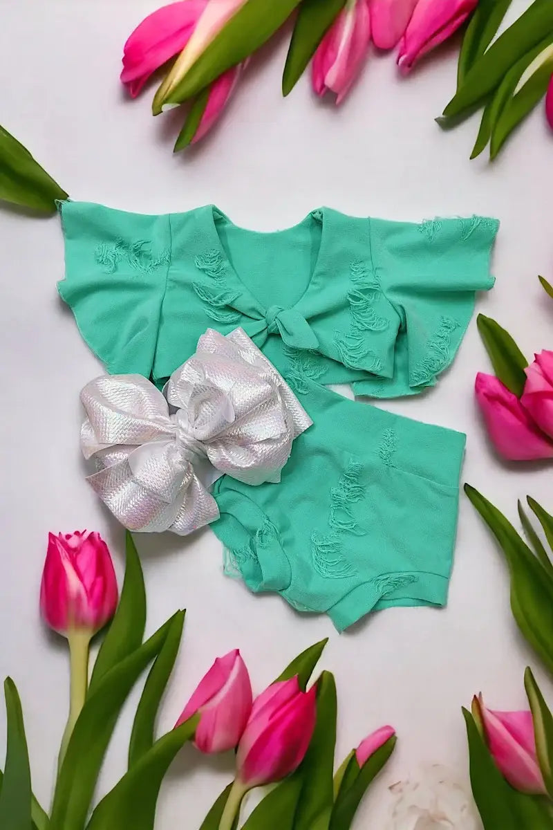MINT WITH OPEN BACK CROP TOP SET. T-DLH2309K-LOI