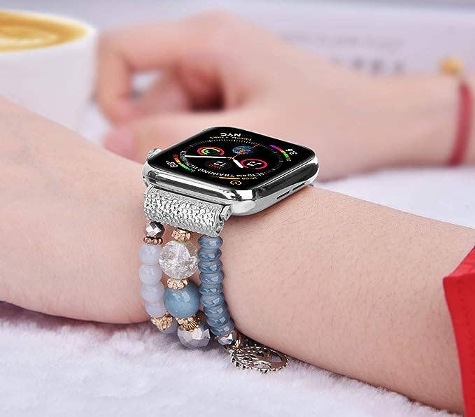 ShopTrendsNow - Beaded Apple Watch Elastic Bracelet Band