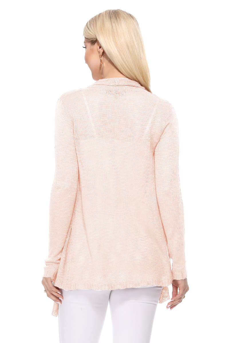 Mak - Long Sleeve Soft Sheer Slub Open Front  Cardigan MK8080