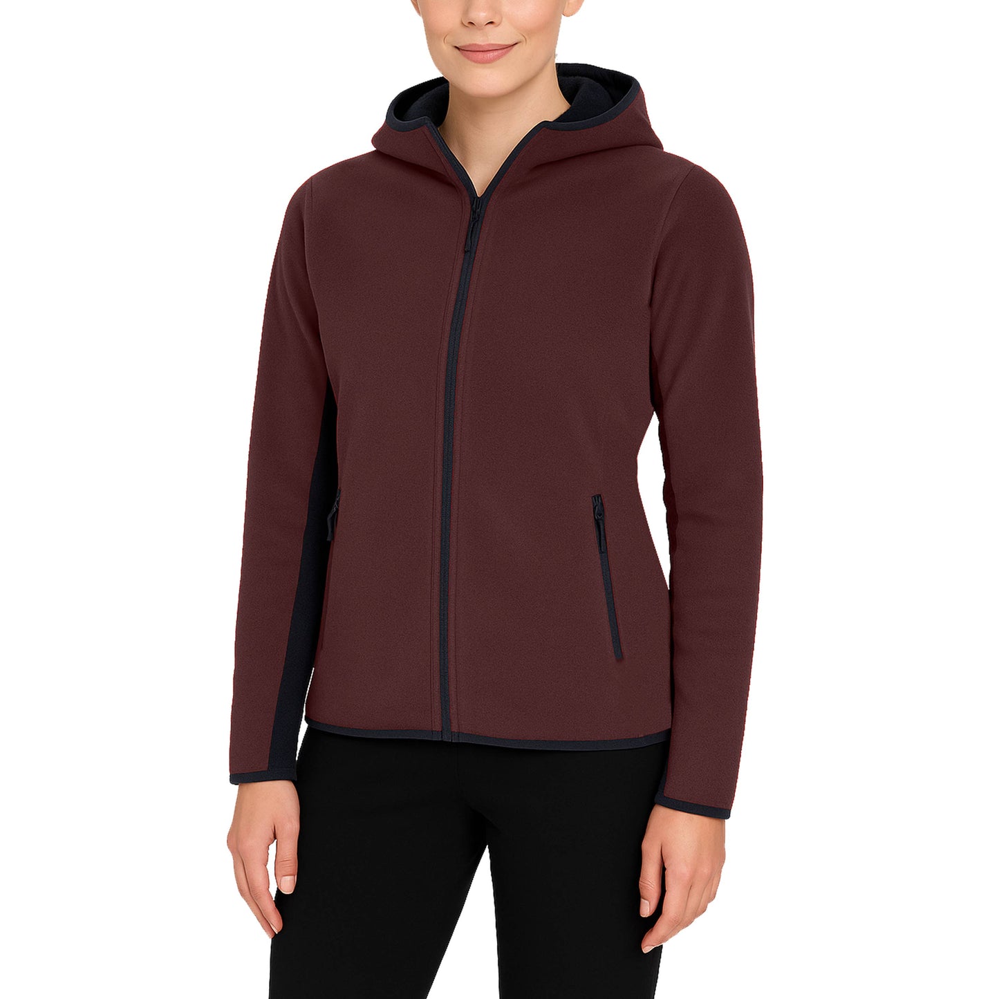 Galaxy By Harvic - Women's Loose-Fit Polar Fleece Tech Zip Hoodie