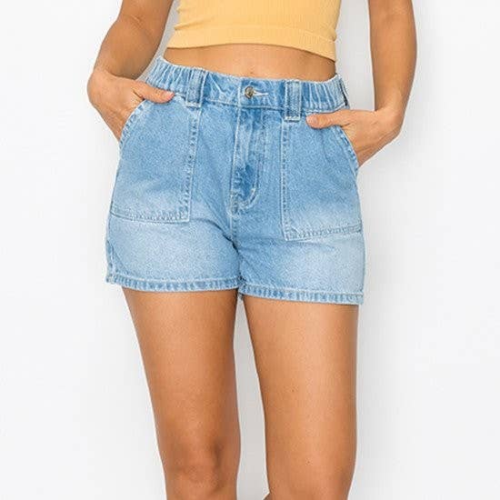 BLUE AGE - RIGID PATCH POCKET SHORTS STRETCHED