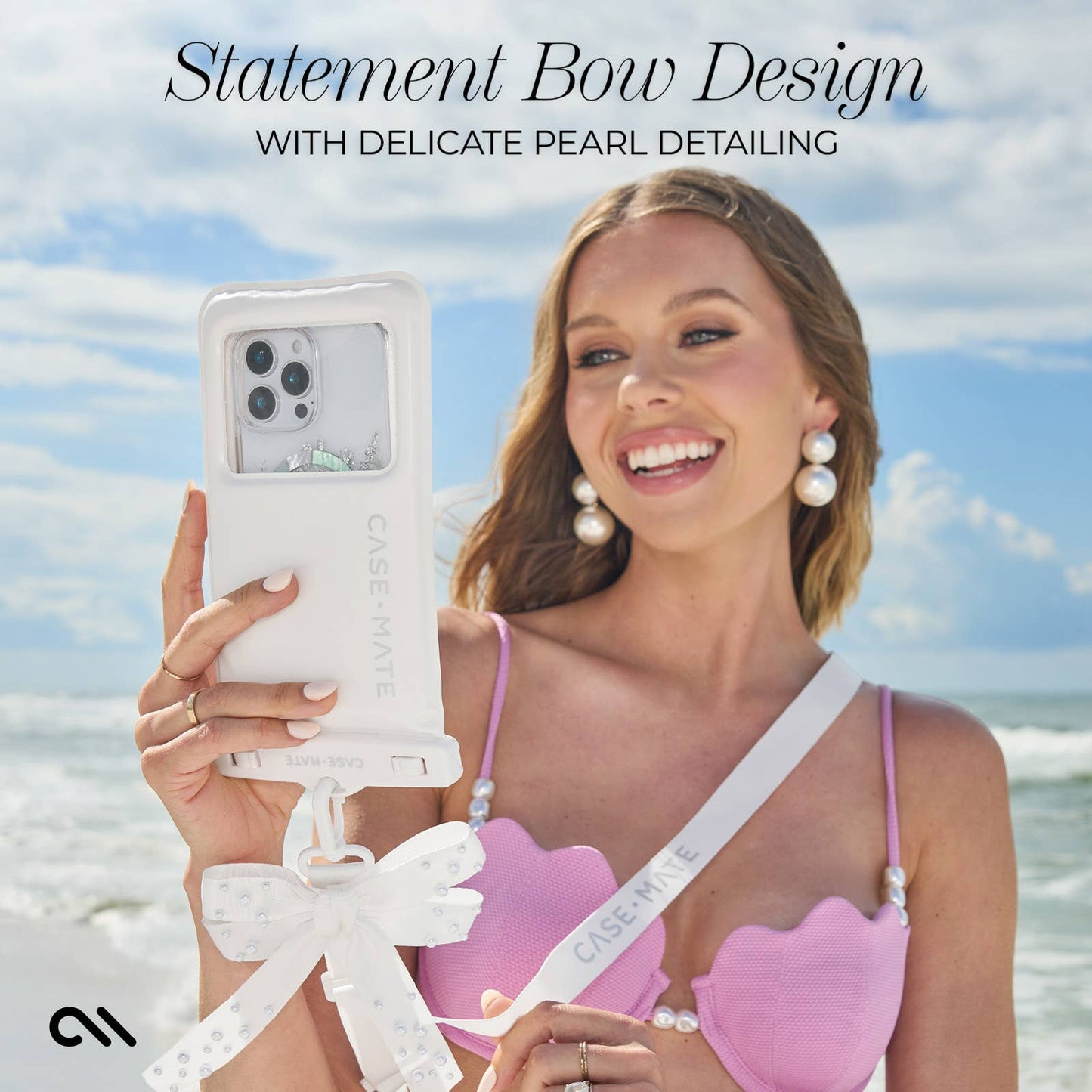 Case-Mate - Case-Mate Ivory Pearl Bow Waterproof Floating Pouch