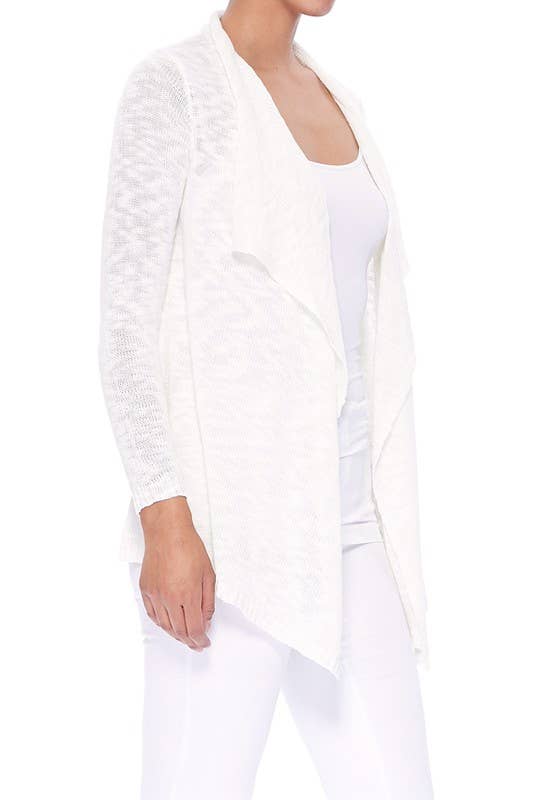 Mak - Long Sleeve Soft Sheer Slub Open Front  Cardigan MK8080