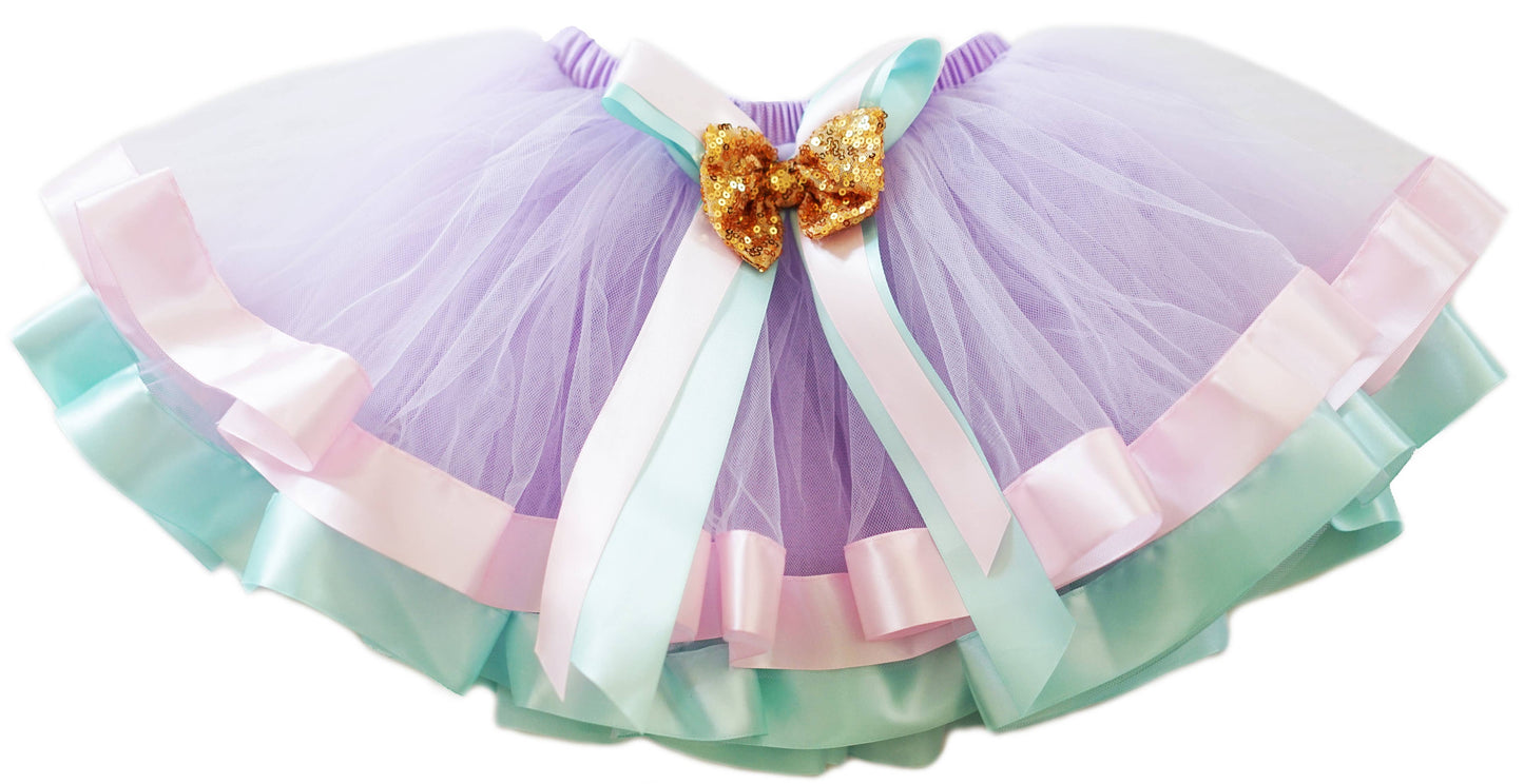 Wenchoice - Unicorn Colors Gold Sequin Bow Tutu Skirt