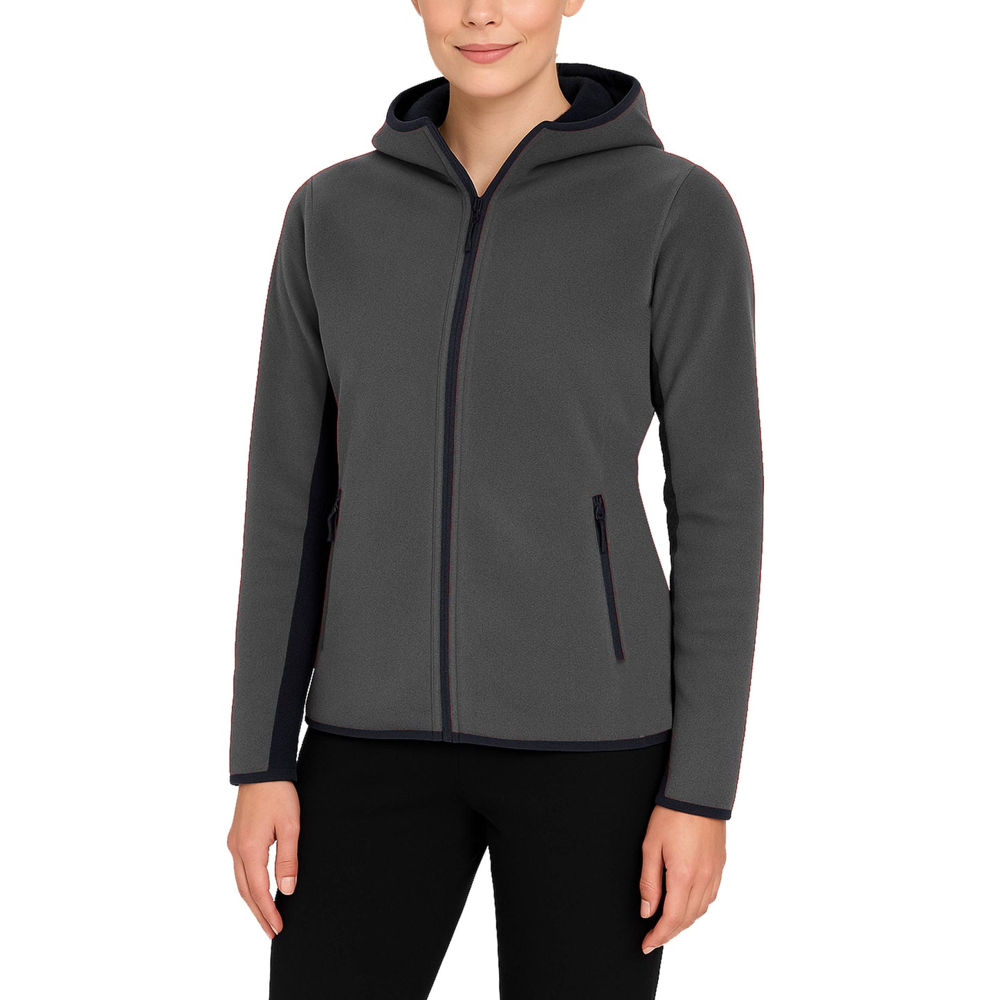 Galaxy By Harvic - Women's Loose-Fit Polar Fleece Tech Zip Hoodie